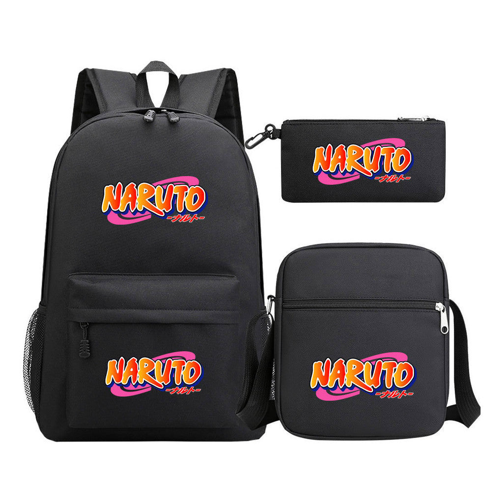 Anime Naruto Starry Sky Student School Bag Three Piece Set For Men And Women Backpack Set