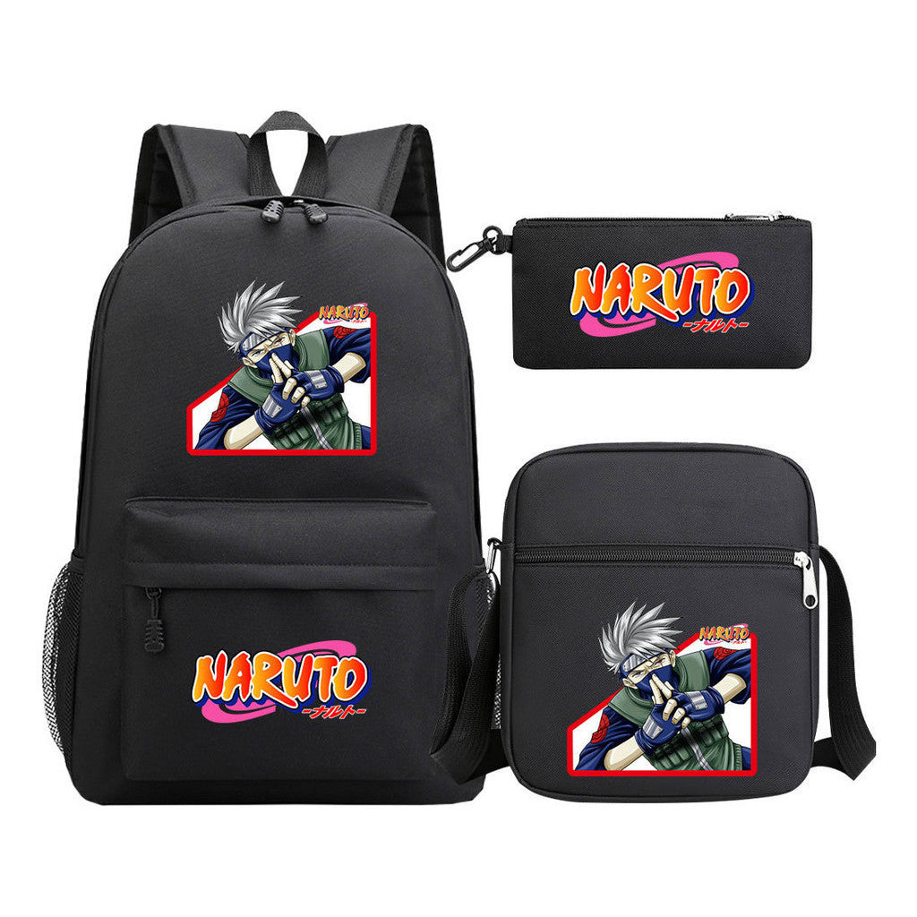 Anime Naruto Starry Sky Student School Bag Three Piece Set For Men And Women Backpack Set