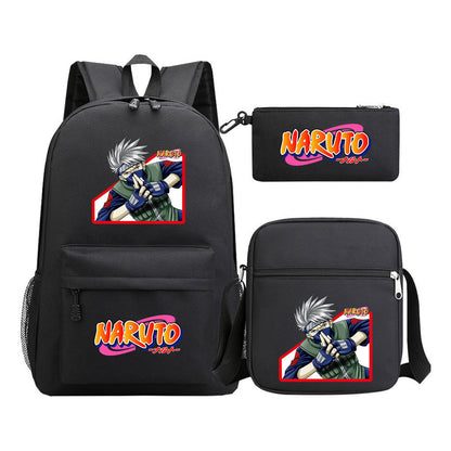 Anime Naruto Starry Sky Student School Bag Three Piece Set For Men And Women Backpack Set