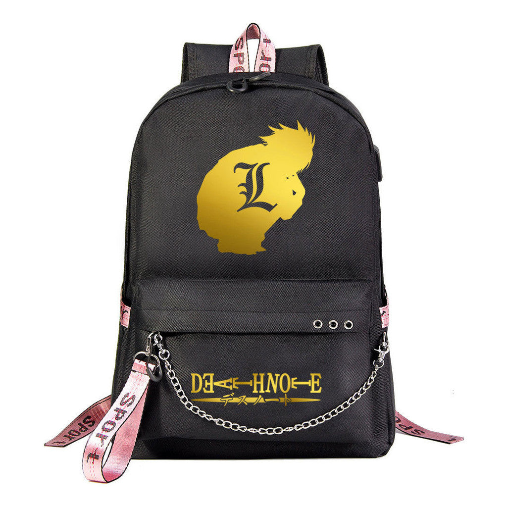 Golden Death Note Death God Usb Youth Student School Bag Leisure Travel Backpack