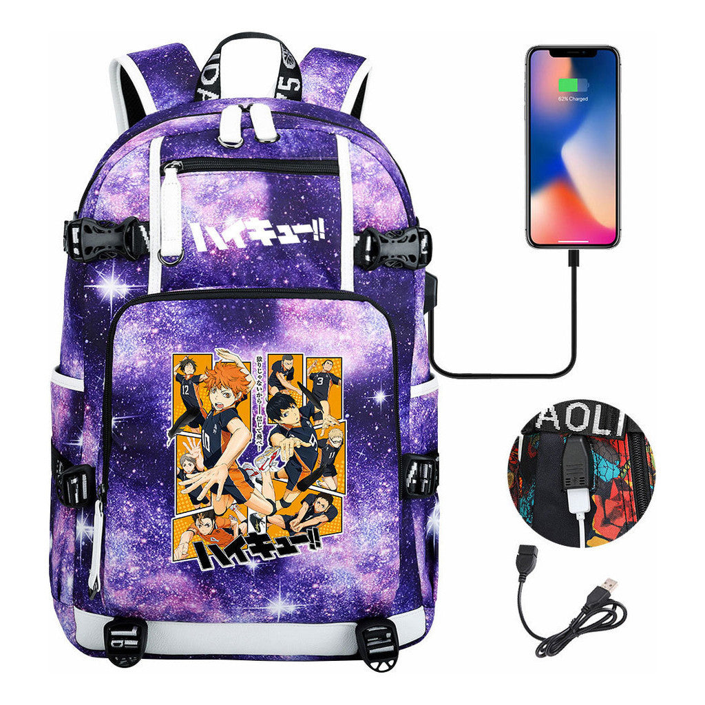 Volleyball Youth Usb Large Capacity Youth Student School Bag Men's And Women's Leisure Travel Backpack