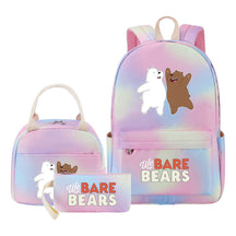 Cartoon Cute Three Bears Youth Student Girls School Bag Lunch Bag Three Piece Set Backpack Set