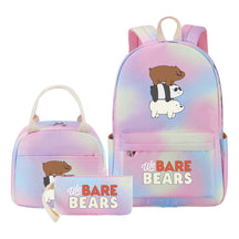 Cartoon Cute Three Bears Youth Student Girls School Bag Lunch Bag Three Piece Set Backpack Set