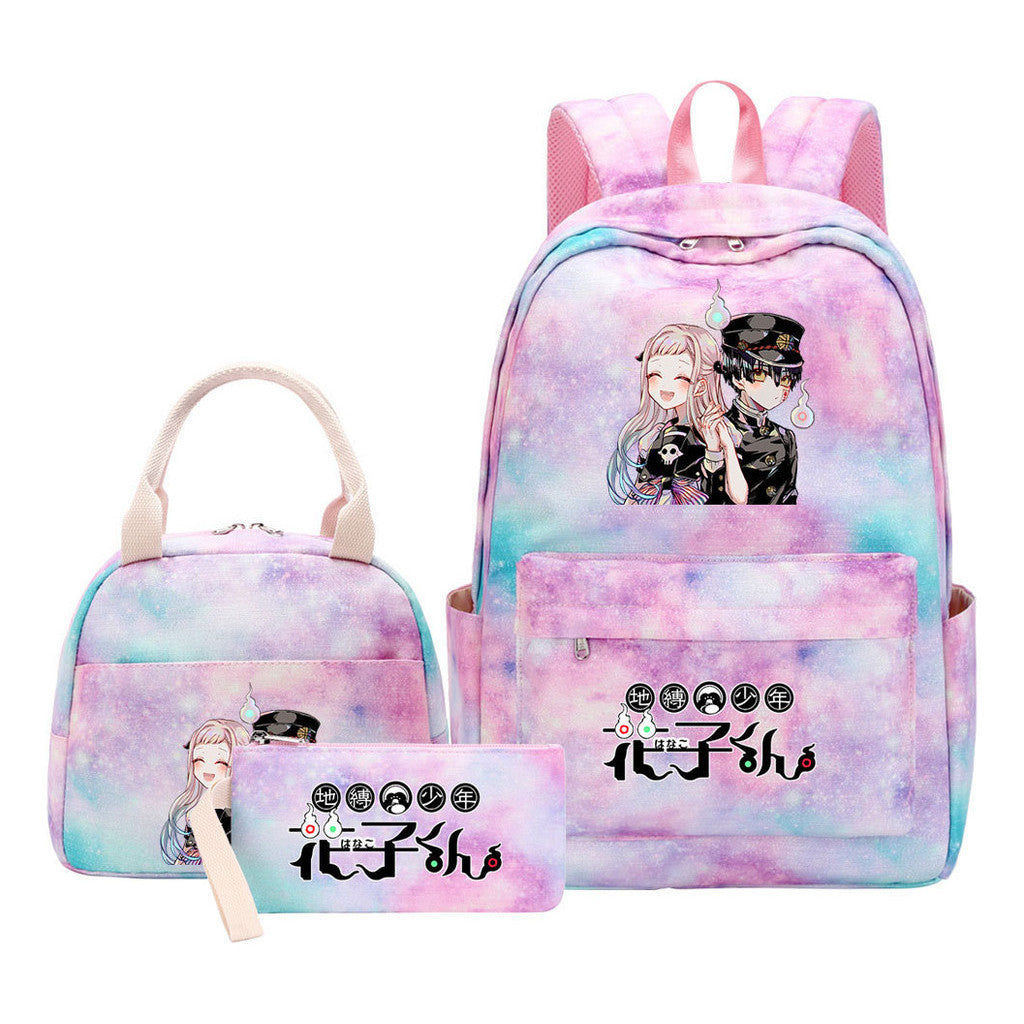 Ground Bound Youth Huazijun Student Girls School Bag Lunch Bag Three Piece Set Backpack Set
