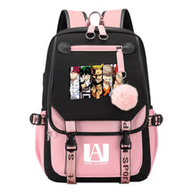 Comics My Heroes Academy Usb Student Backpack Casual Ribbon Flip Backpack