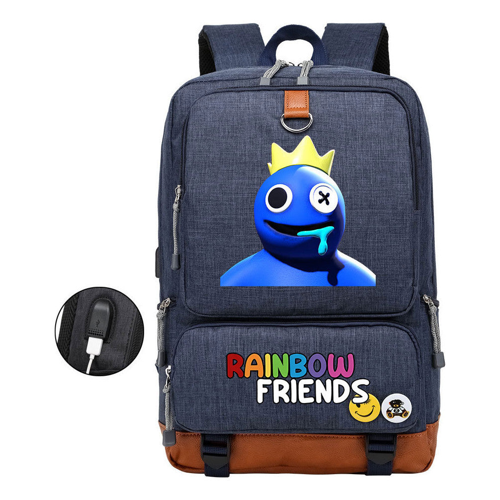 Rainbow Friend Usb Youth School Bag Leisure Travel Backpack