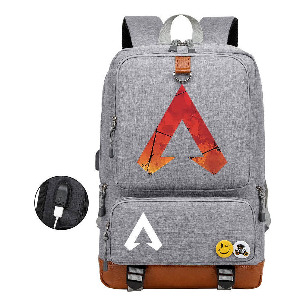 Apex Hero Print Usb Student Backpack Casual Backpack