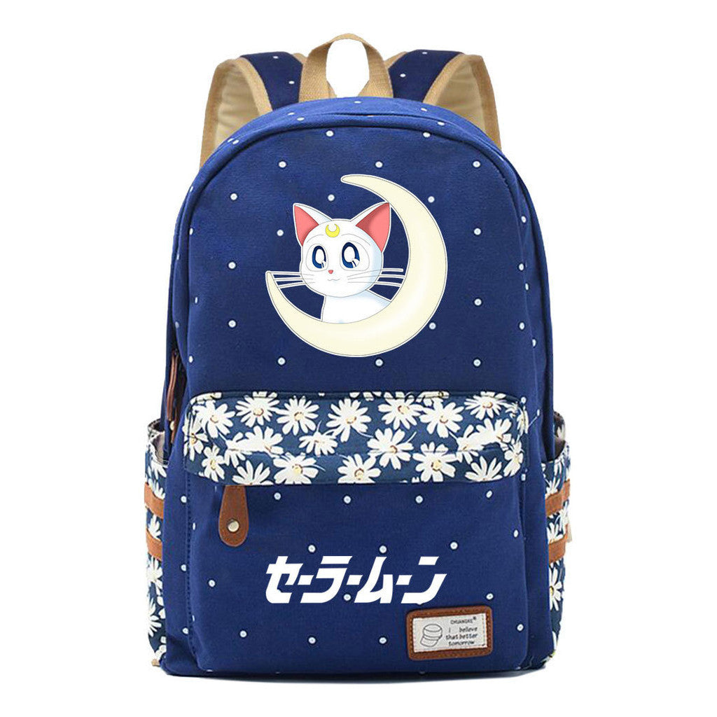 Anime Beauty Girl Warrior Student School Bag Fragmented Flower Boy's And Girl's Leisure Backpack
