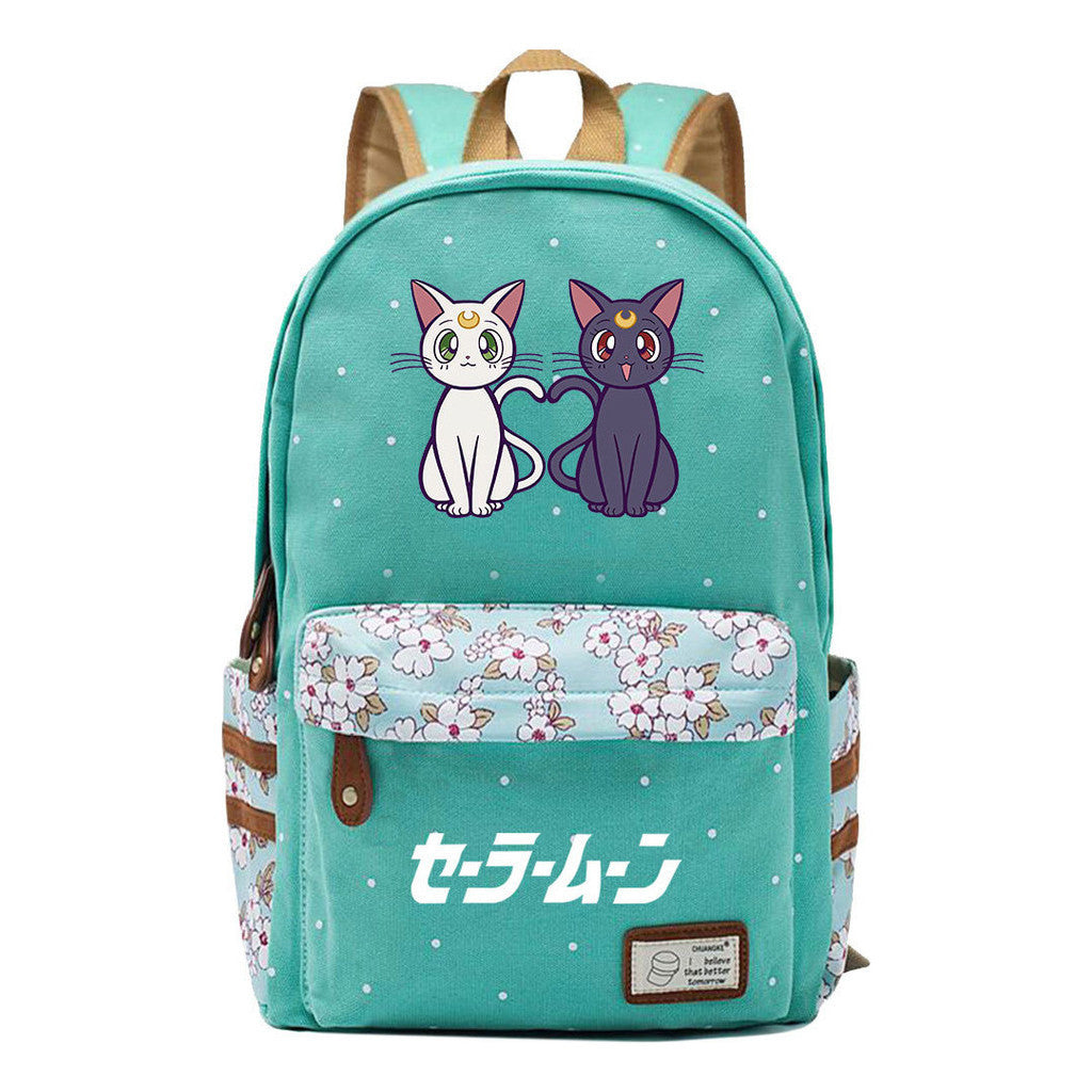Anime Beauty Girl Warrior Student School Bag Fragmented Flower Boy's And Girl's Leisure Backpack