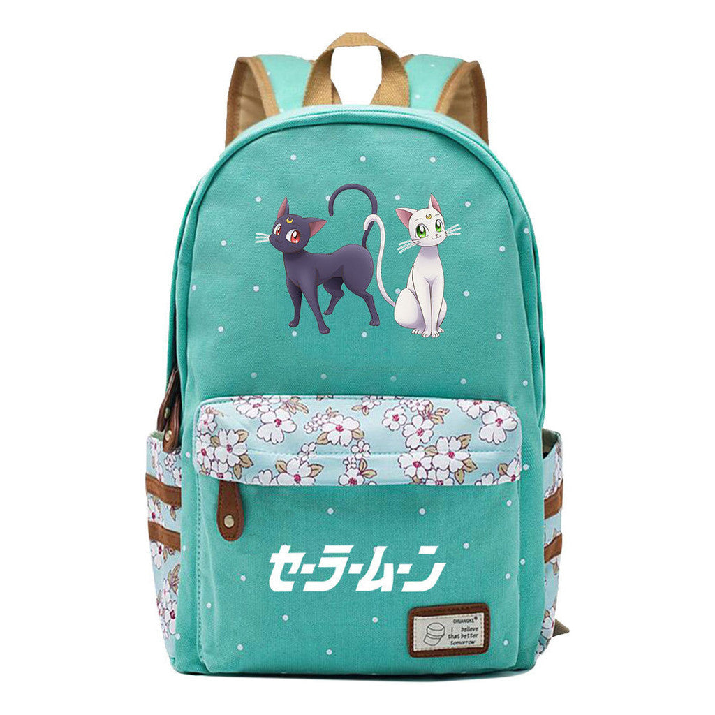 Anime Beauty Girl Warrior Student School Bag Fragmented Flower Boy's And Girl's Leisure Backpack