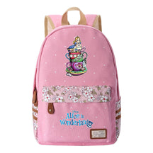 Anime Cartoon Cheshire Cat Print Youth Student Backpack With Floral Casual Backpack
