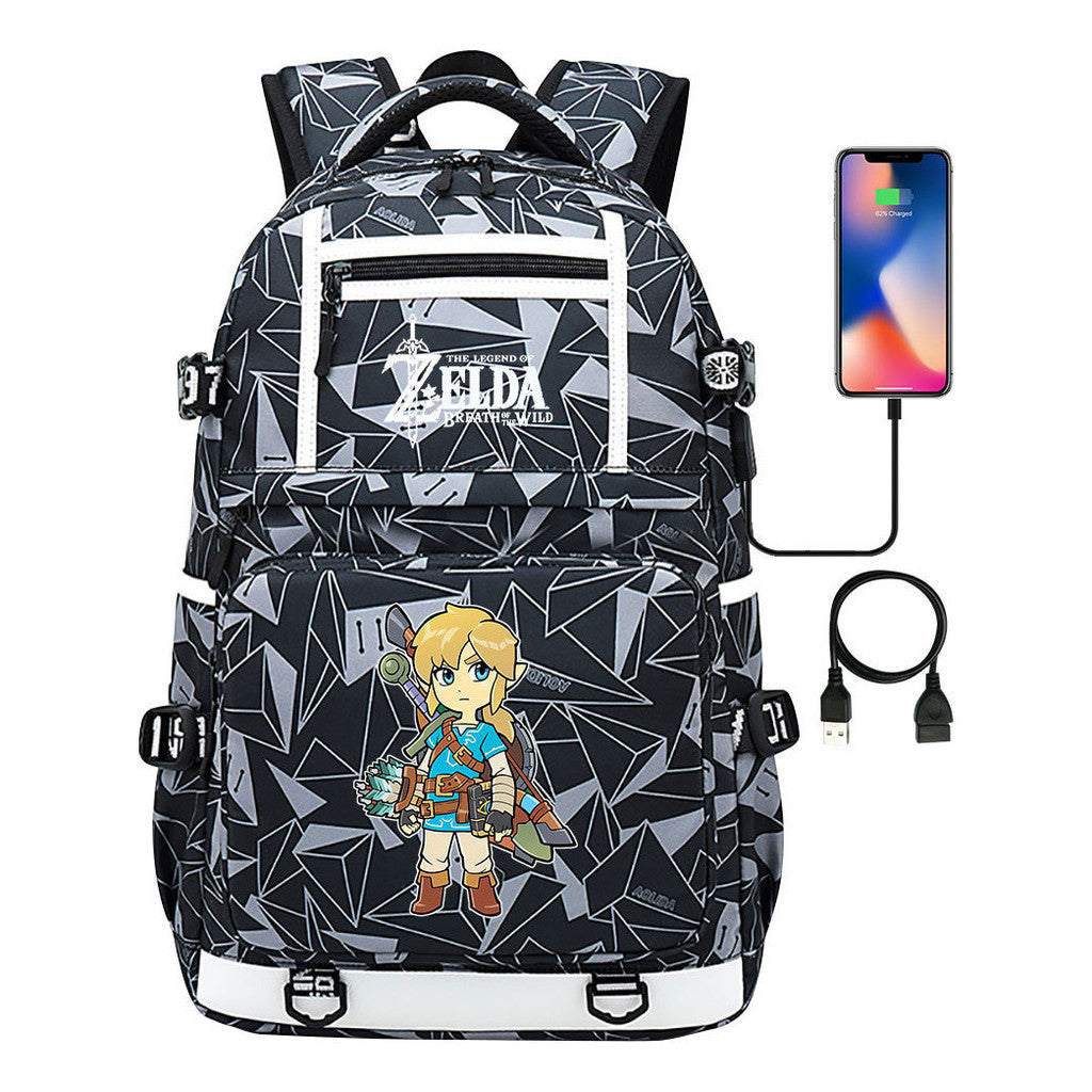 Legend Of Zelda Printed Usb Youth Student Backpack Men's And Women's Backpack Leisure Travel Bag