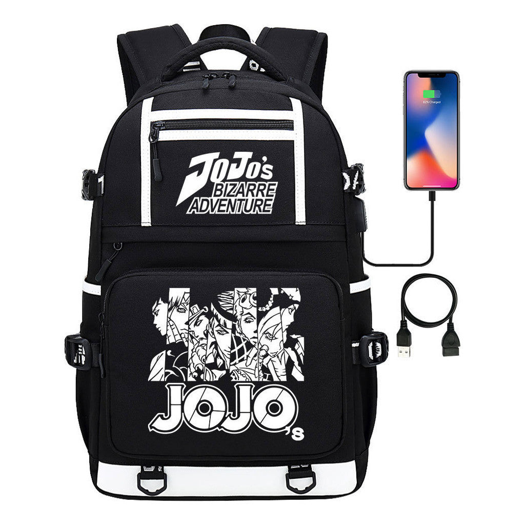 Comic Joe's Wonderful Adventure Print Usb Youth Student Backpack For Men And Women's Leisure Travel Backpack