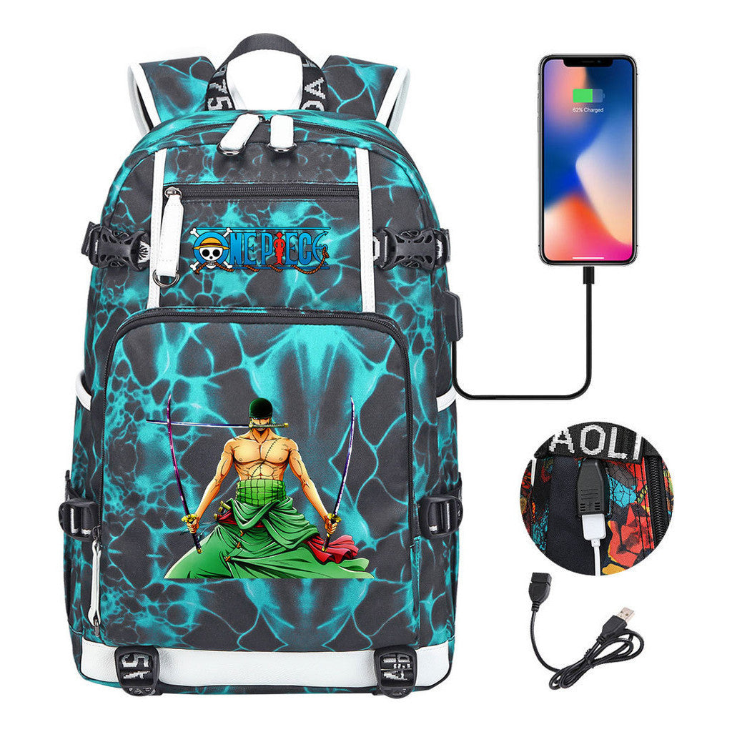 Pirate King Lufei Printed Youth Student Backpack With Large Capacity Leisure Travel Backpack