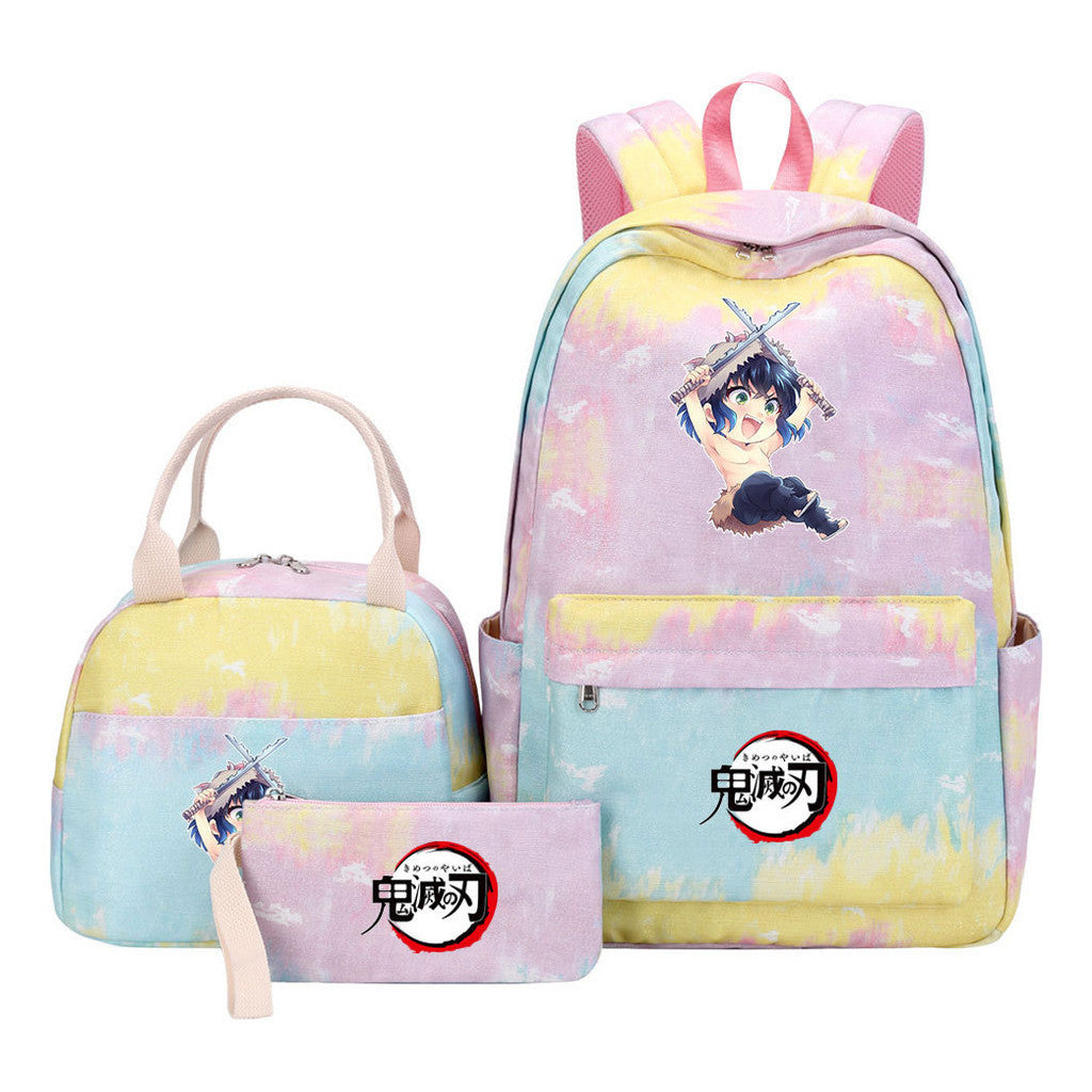 Cartoon Fashion Student Girls School Bag Lunch Bag Three Piece Set Backpack Set