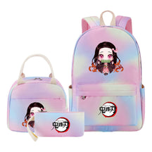 Cartoon Fashion Youth Student Girls School Bag Lunch Bag Three Piece Set Backpack