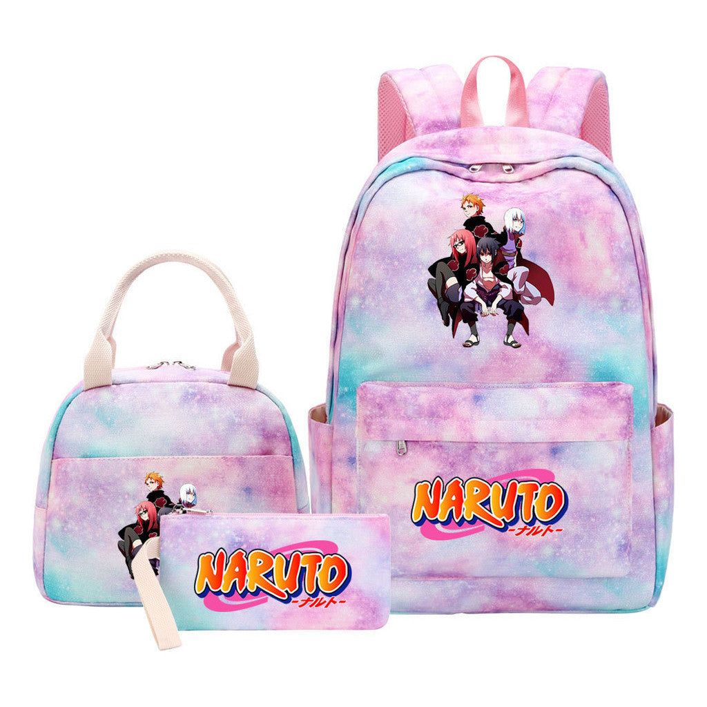 Naruto Teenage Student Girls School Bag Lunch Bag Three Piece Set Backpack Set
