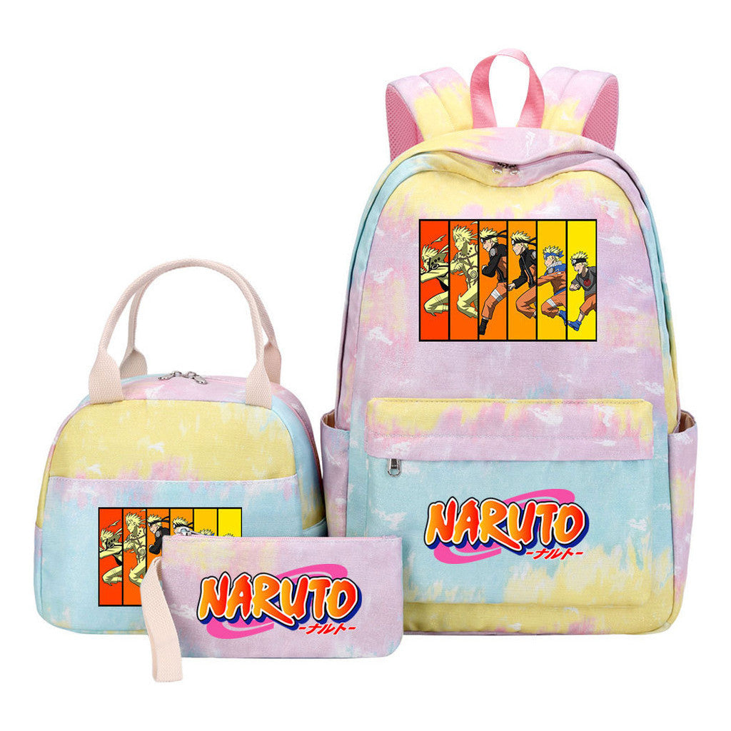 Naruto Teenage Student Girls School Bag Lunch Bag Three Piece Set Backpack Set