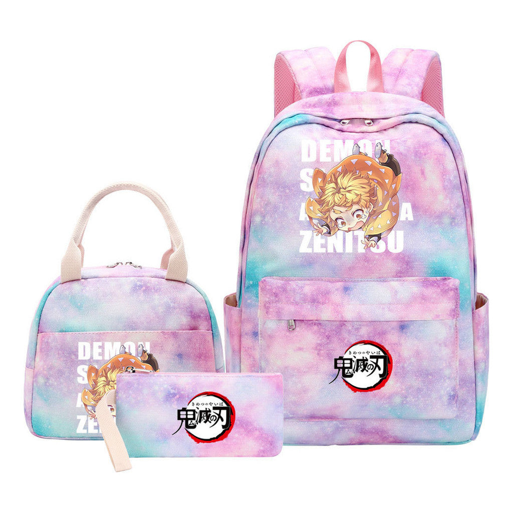 Cartoon Fashion Youth Student Girls School Bag Lunch Bag Three Piece Set Backpack