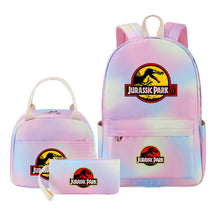 Jurassic Park Dinosaur Student Girls School Bag Lunch Bag Three Piece Set Backpack Set