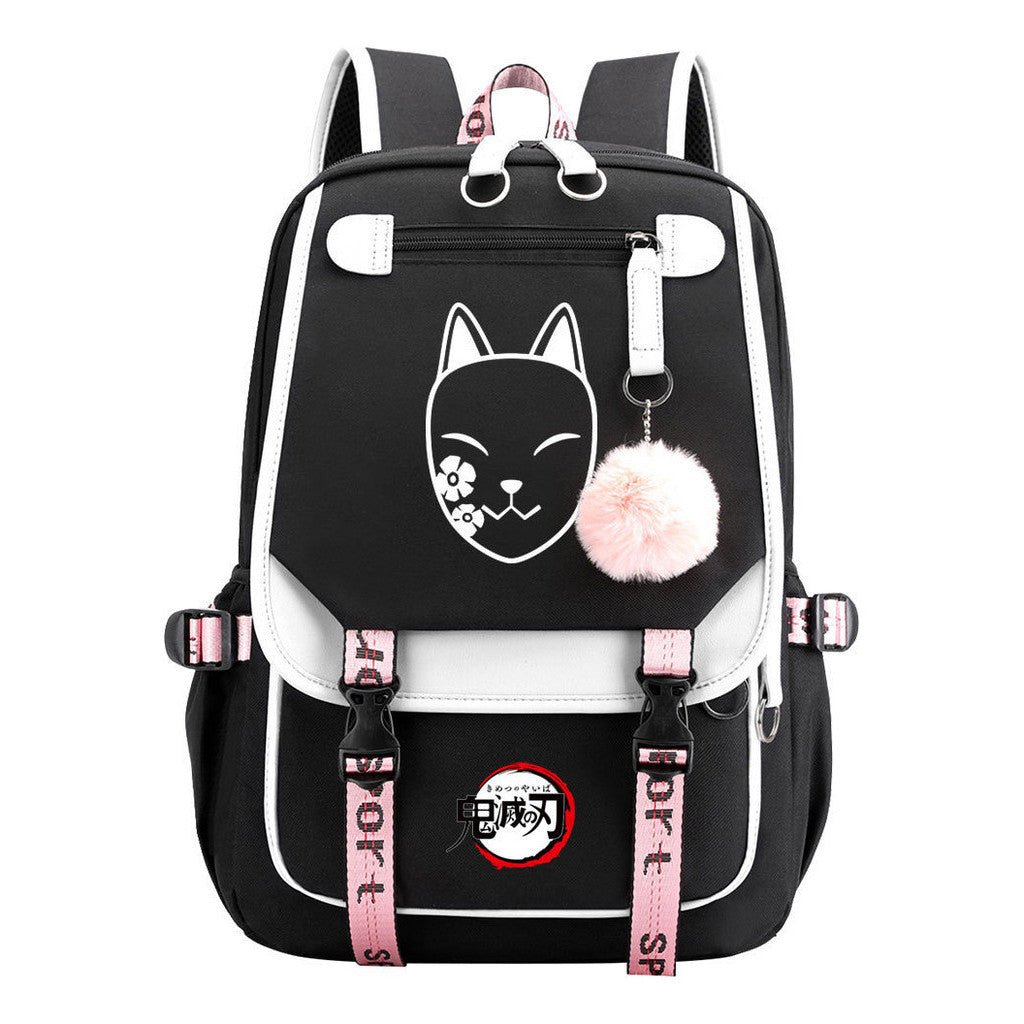 Japanese Cartoon Fashion Usb Youth Student Backpack With Casual Woven Strap Flip Back Backpack