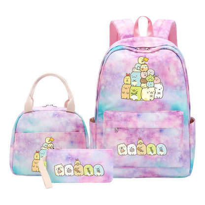 Game Corner Biology Student Girls School Bag Lunch Bag Three Piece Set Backpack Set