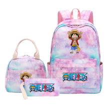Cartoon Pirate King Student Girls School Bag Lunch Bag Three Piece Set Backpack Set