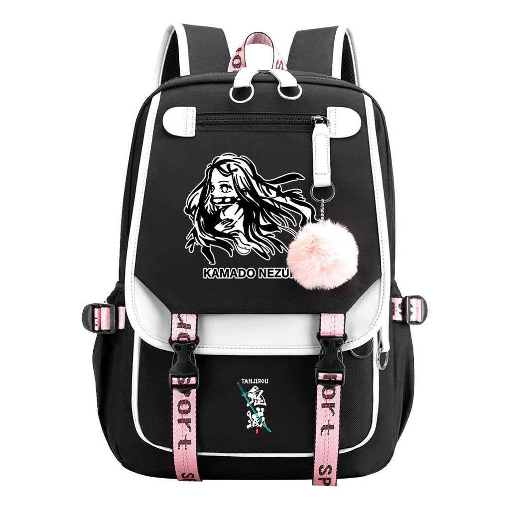 Cartoon Fashion Usb Student Backpack With Casual Woven Strap Flip Back Backpack
