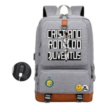 Football Star Cristiano Ronaldo Printed Usb Youth Student Backpack For Leisure Travel Backpack