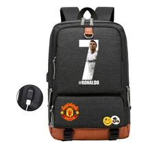 Football Star Cristiano Ronaldo Printed Usb Youth Student Backpack For Leisure Travel Backpack