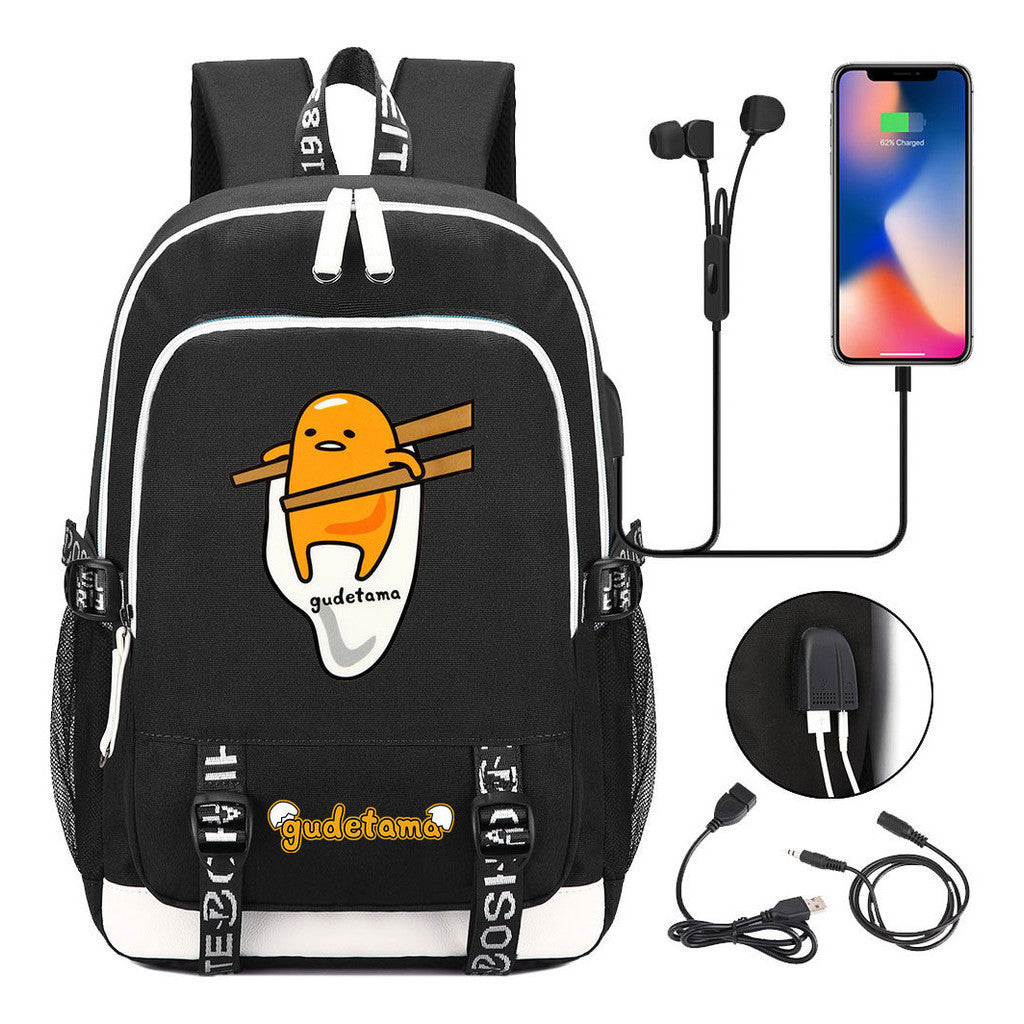 Comic Egg Yolk Lazy Egg Teenage Student Backpack Usb Boys And Girls Casual Backpack