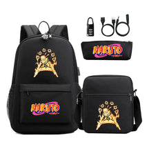 Naruto Usb Password Lock Youth Student Backpack Three Piece Set Backpack Set