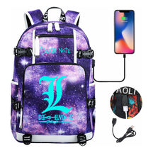 Blue Night Light Death Note Usb Youth Student School Bag Men's And Women's Leisure Travel Backpack