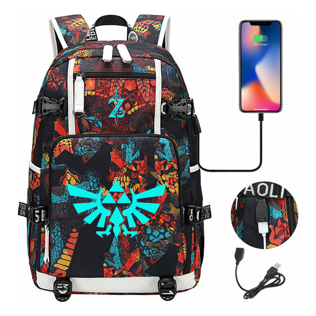 Legend Of Zelda Usb Youth Student Backpack For Men And Women's Leisure Travel Backpack