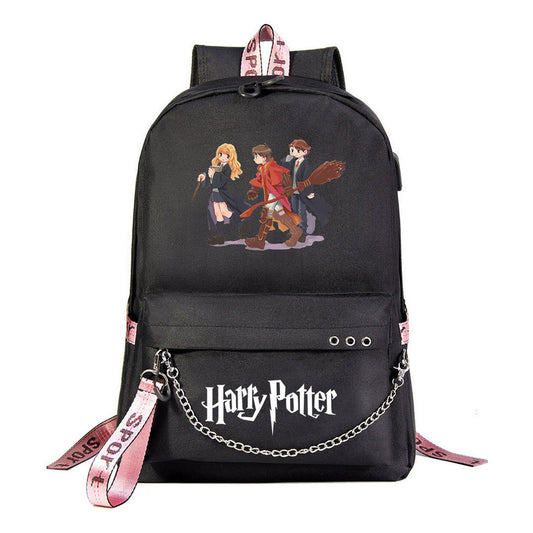 School Of Witchcraft And Wizardry Emblem Usb Student School Bag Leisure Travel Backpack