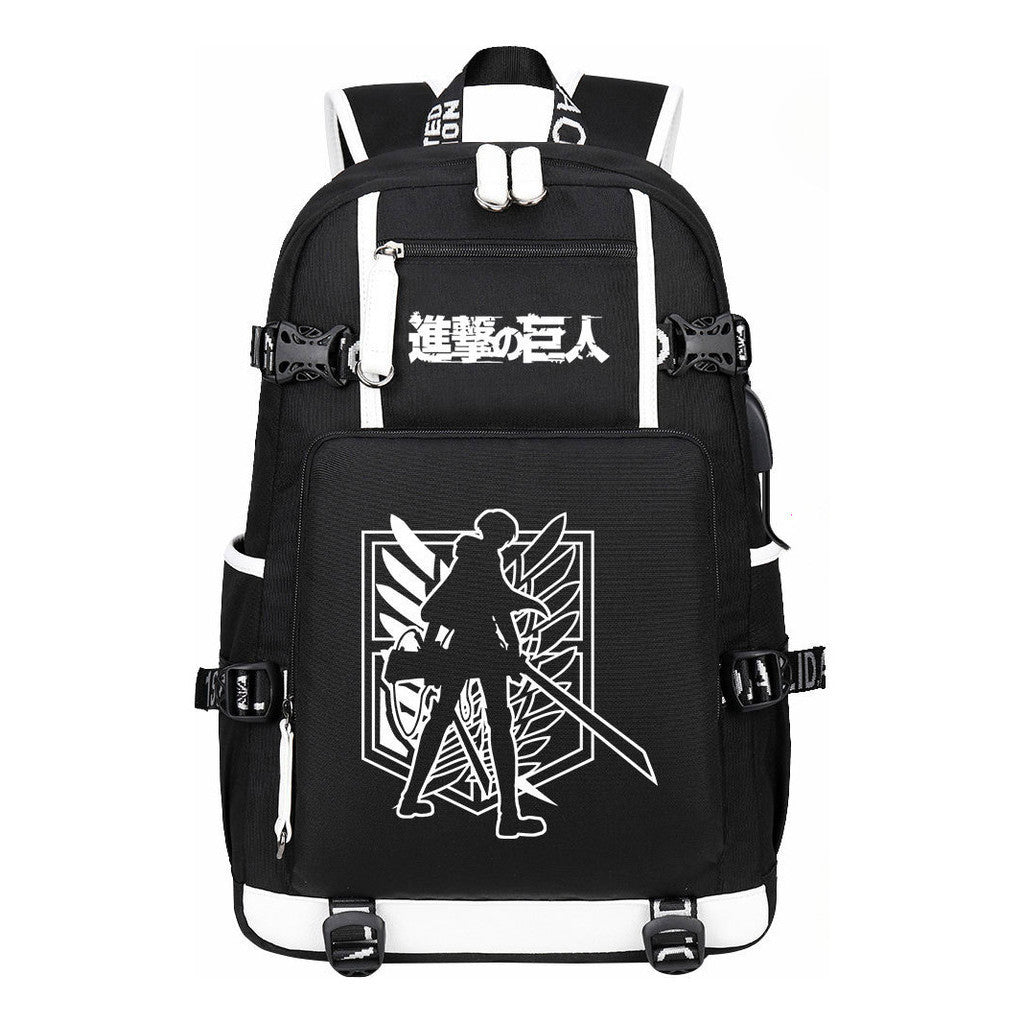The Giant Of Manga Attack Usb Youth Student Backpack For Men And Women's Leisure Travel Backpack