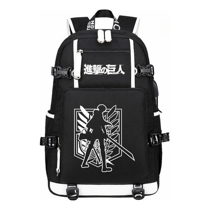 The Giant Of Manga Attack Usb Youth Student Backpack For Men And Women's Leisure Travel Backpack