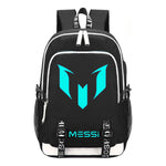 Blue Luminous Sports Football Star Teenagers Schoolbag Usb Leisure Backpack Men And Women