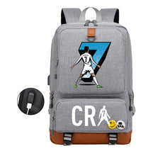 Football Star Cristiano Ronaldo Printed Usb Youth Primary And Secondary School Backpack For Boy And Girl's Leisure Travel Backpack