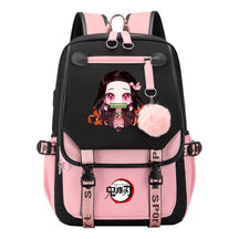 Cartoon Fashion Usb Youth Student Backpack Boy's And Girl's Leisure Ribbon Flip Backpack