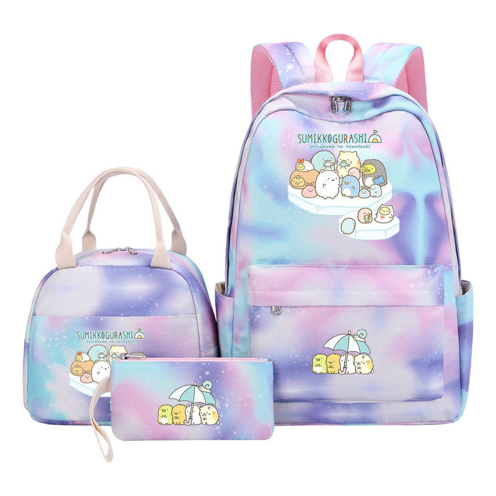 Corner Biology Student School Bag Lunch Bag Three Piece Set Backpack Set