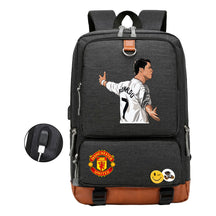 Football Star Cristiano Ronaldo Printed Usb Youth Backpack For Leisure Travel Backpack