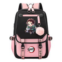 Japanese Cartoon Fashion Usb Student Backpack Casual Woven Flap Backpack