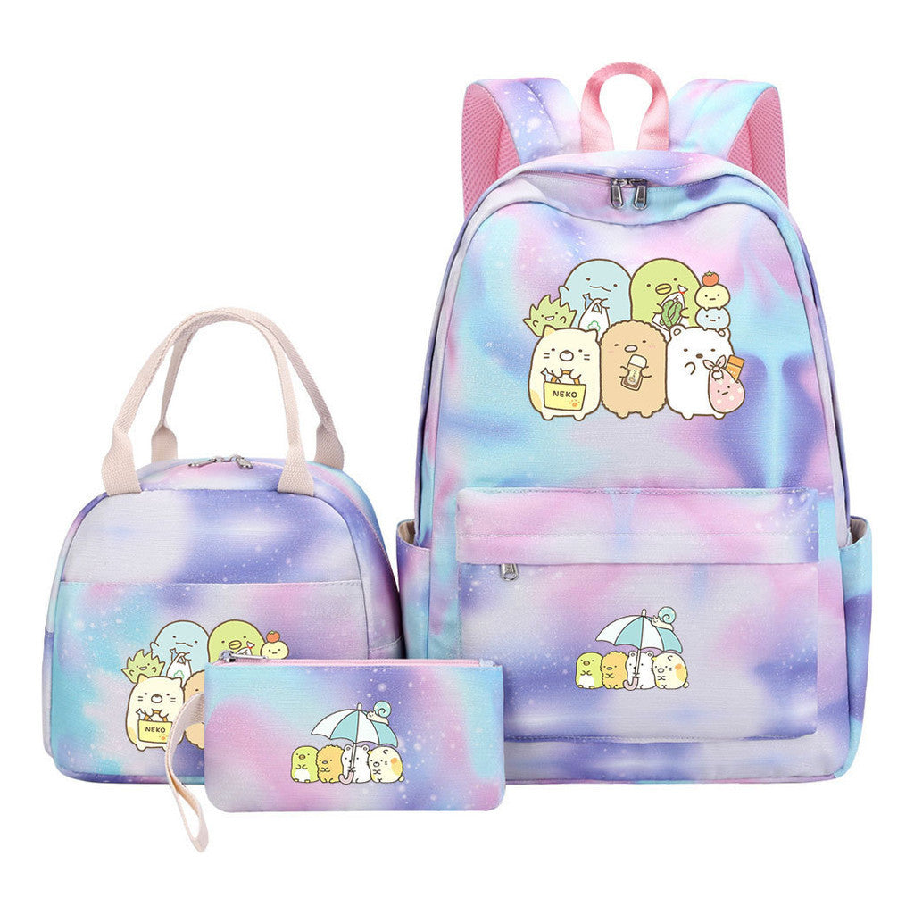 Game Corner Biology Youth School Bag Lunch Bag Three Piece Set Backpack Set