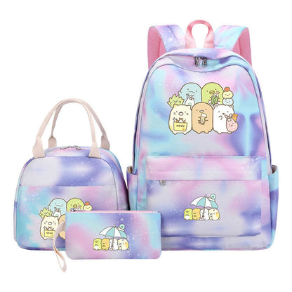 Game Corner Biology Youth School Bag Lunch Bag Three Piece Set Backpack Set