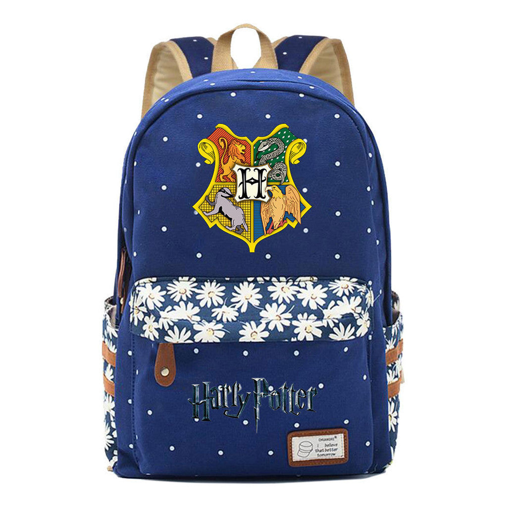 School Of Witchcraft And Wizardry Student Backpack With Floral Canvas Backpack