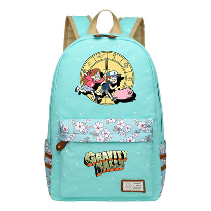 Cartoon, Anime, Bizarre Town, Teenage Student Backpacks, Floral Men's And Women's Backpacks