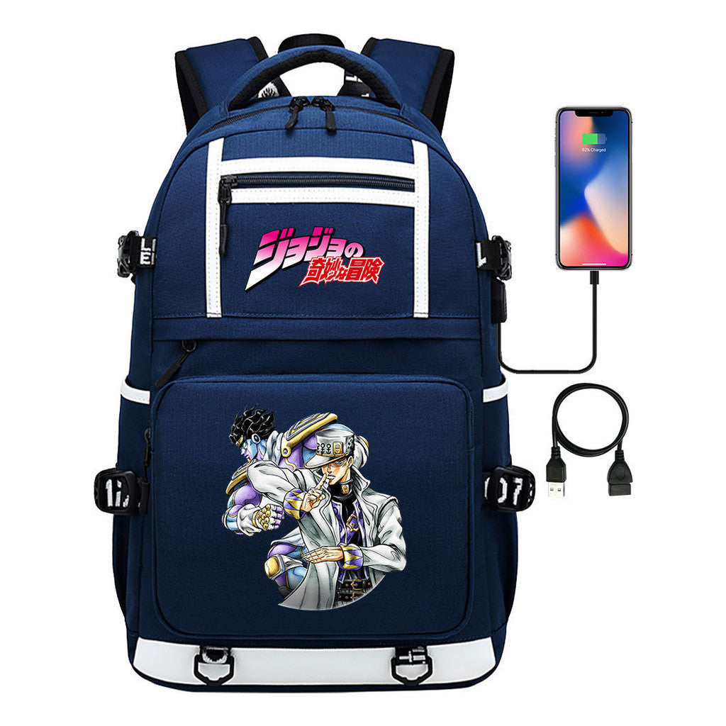 Comic Joe's Wonderful Adventure Print Usb Youth Student Backpack For Men And Women's Leisure Travel Backpack