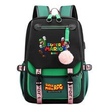 Super Mario Printed Usb Youth Student Backpack For Men And Women With Casual Woven Strap Flap Backpack