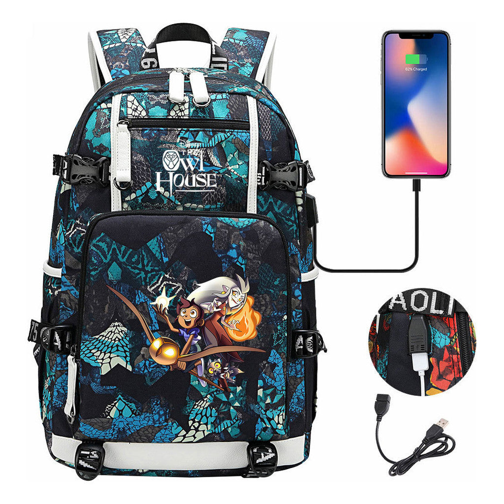 Anime Owl Magic Print Youth Student School Bag Backpack Leisure Travel Backpack